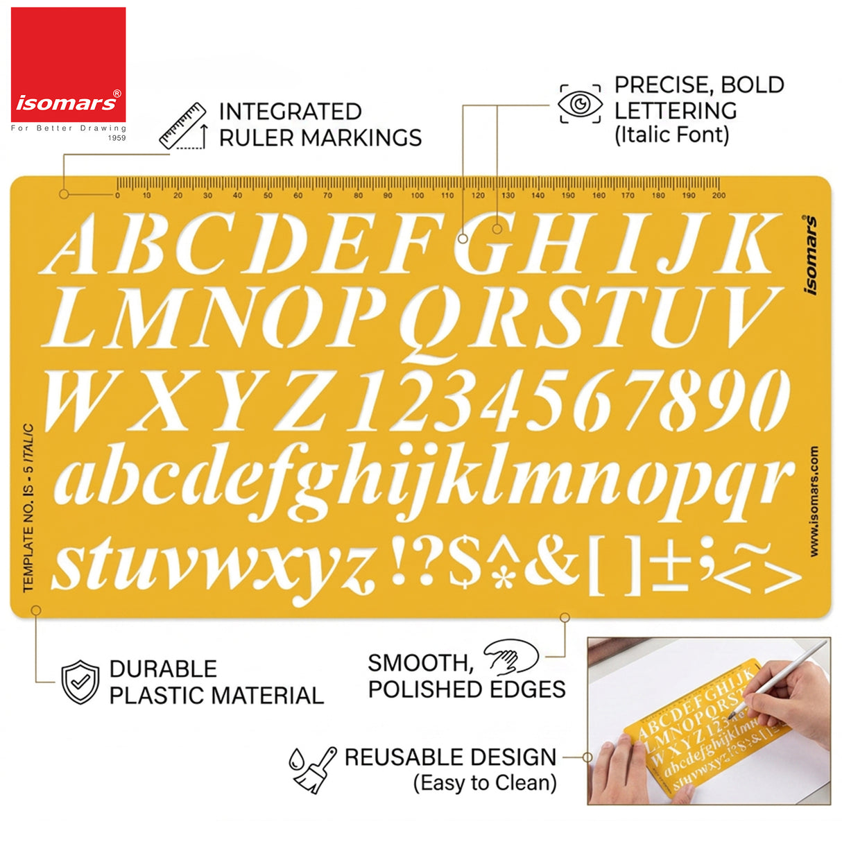 Isomars Letter Stencil Combo Set – Italic & Standard Alphabet Templates with Uppercase, Lowercase, Numbers & Symbols, Reusable Drawing, Craft, Sign Making & DIY Lettering Stencils