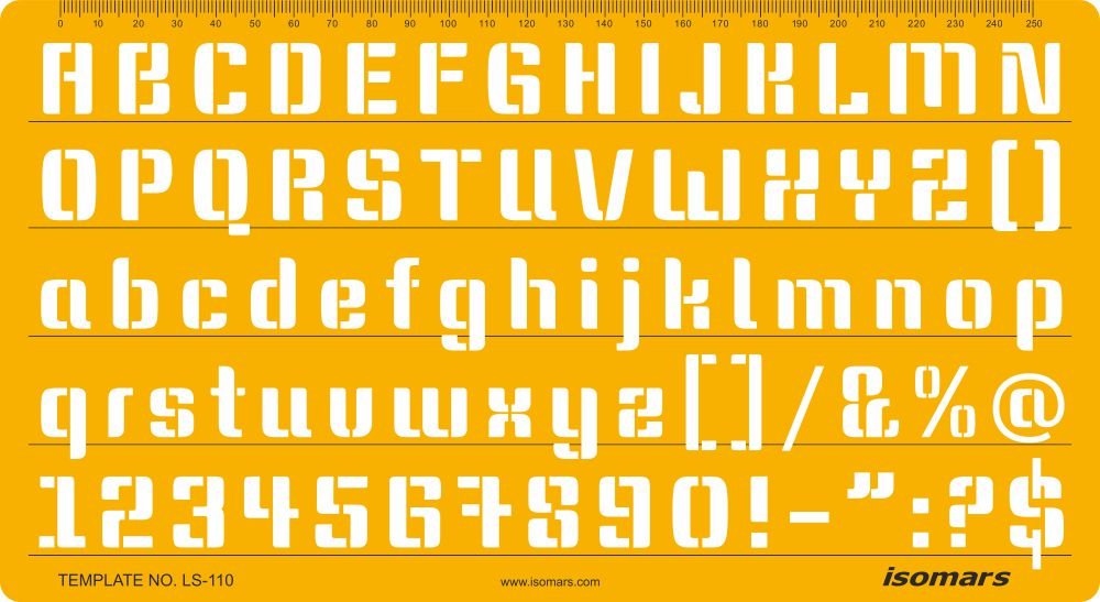 Isomars Lettering Stencil 110 with Uppercase Lowercase and Number Characters