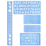 Isomars Lettering Stencil Set of 5, Reusable Alphabet & Number Templates with 4 Letter Stencils and 12 Inch Ruler, Uppercase, Lowercase, Symbols in 8mm, 10mm, 20mm & 30mm for Sign Making, DIY Crafts & School Projects