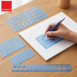 Isomars Lettering Stencil Set of 5, Reusable Alphabet & Number Templates with 4 Letter Stencils and 12 Inch Ruler, Uppercase, Lowercase, Symbols in 8mm, 10mm, 20mm & 30mm for Sign Making, DIY Crafts & School Projects