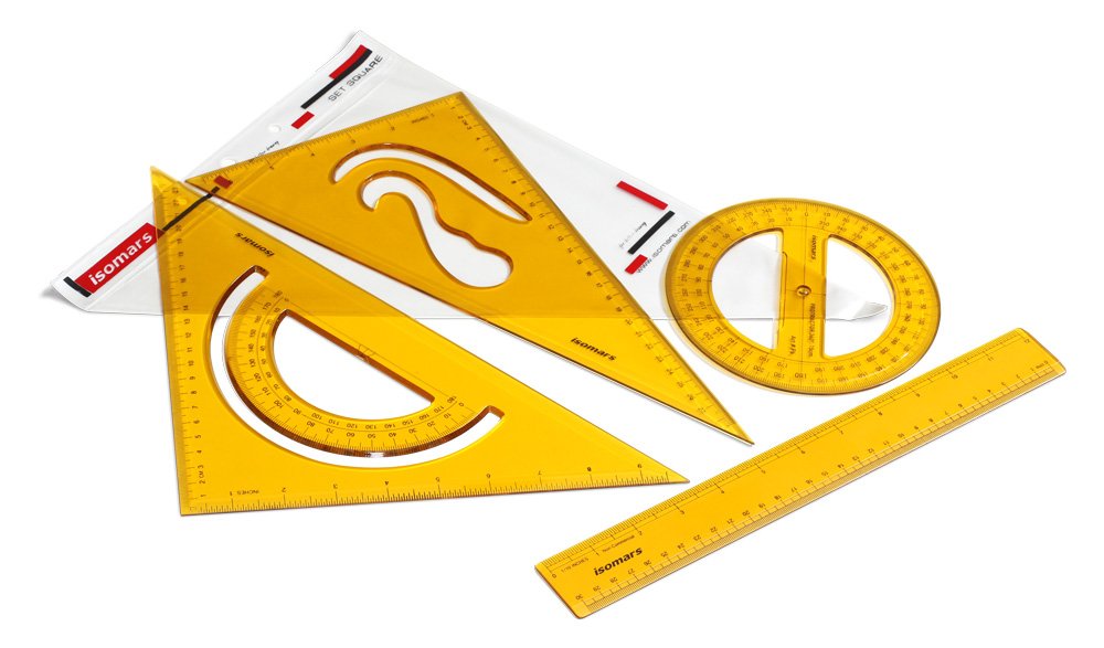Isomars Orange Scholar Geometry Set with Set Squares Scale and Protractor
