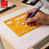 Isomars Organic Chemistry Drawing Template Stencil, Molecular Structure & Chemical Bond Diagram Tool with Benzene Rings, Hexagons, Reaction Symbols and cm/mm Ruler for Students, Chemistry Practicals & Scientific Drafting