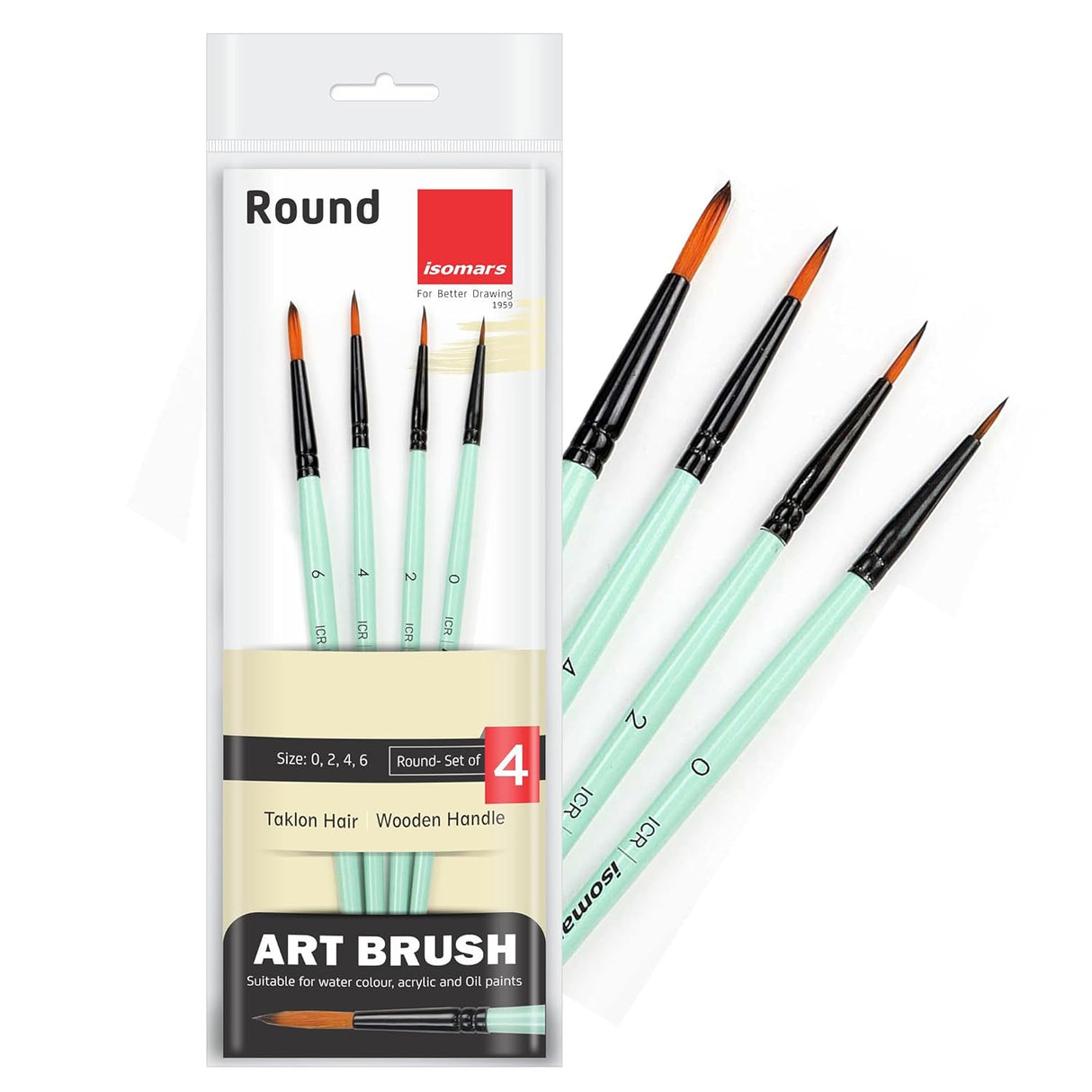 Isomars Paint Brushes Round Brush Set of 4 Premium Synthetic Artist Brushes