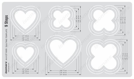Isomars Plastic Quilting Template 9 Steps for Graduated Stitching Designs