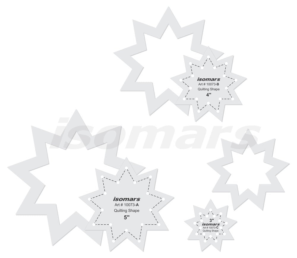 Isomars Quilting Patchwork Shape Scale Template Set of 3 Beginner Quilting Rulers