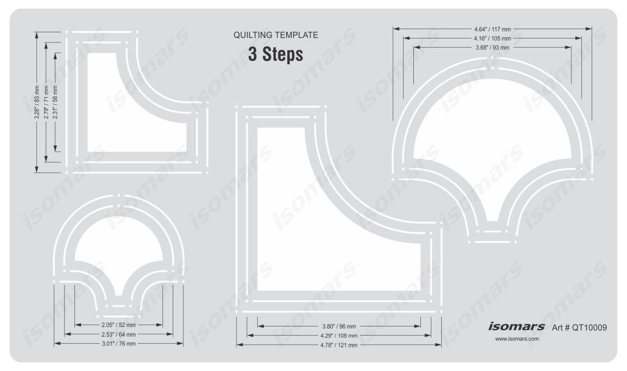 Isomars Quilting Template 3 Steps for Quilt Top Stitching Designs