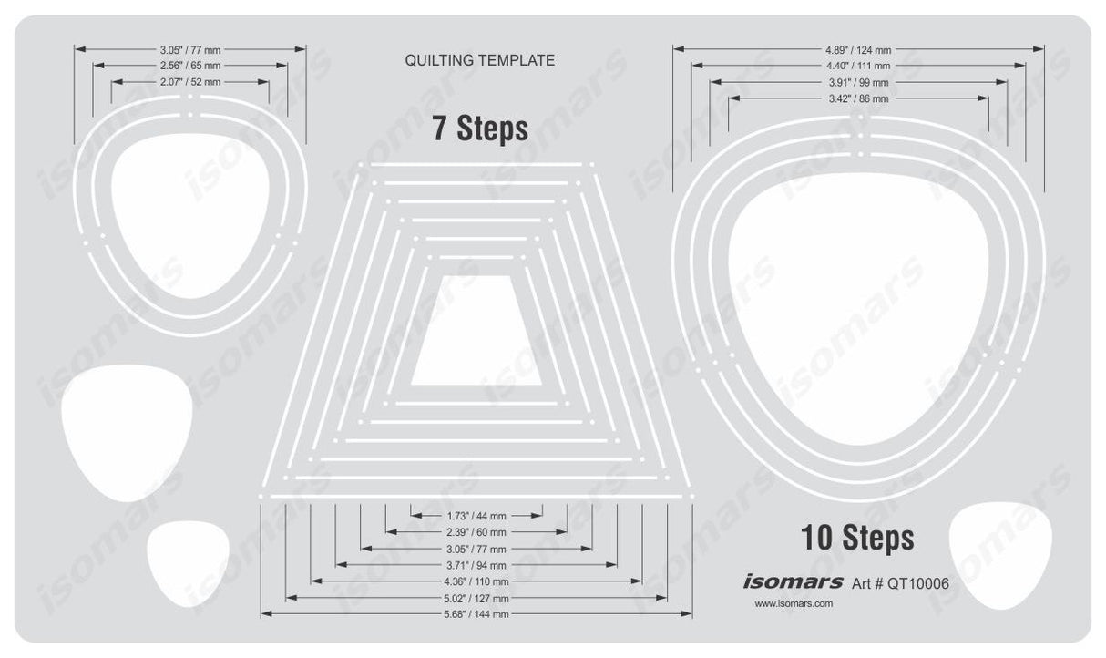 Isomars Quilting Template 7/10 Steps for Multi Size Stitching Patterns