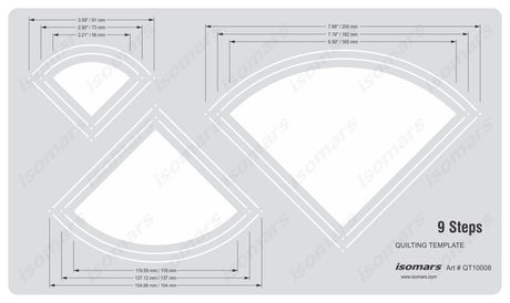 Isomars Quilting Template 9 Steps for Curved Quilt Top Stitching Patterns