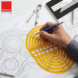 Isomars Radius Master Circle Template, Large Circle and Semi Circle Arc Drafting Stencil with Multiple Radius Measurements for Architects, Engineers, Designers, Technical Drawing & Blueprint Planning