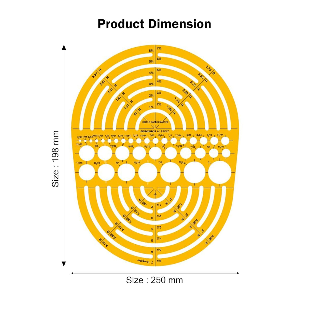Isomars Radius Master Circle Template, Large Circle and Semi Circle Arc Drafting Stencil with Multiple Radius Measurements for Architects, Engineers, Designers, Technical Drawing & Blueprint Planning