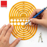 Isomars Radius Master Circle Template, Large Circle and Semi Circle Arc Drafting Stencil with Multiple Radius Measurements for Architects, Engineers, Designers, Technical Drawing & Blueprint Planning