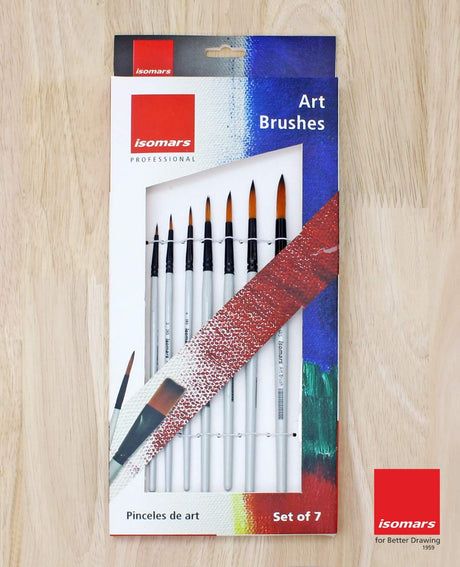 Isomars Round Paint Brush Combo with White Artist Colour Palette