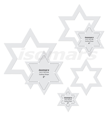 Isomars Star Quilting Shape Scale Set of 3 Article 12 Transparent Patchwork Templates