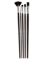 Isomars Studium Extra Long Handle Artist Brush Set Of 5 For Acrylic Watercolor And Oil Painting