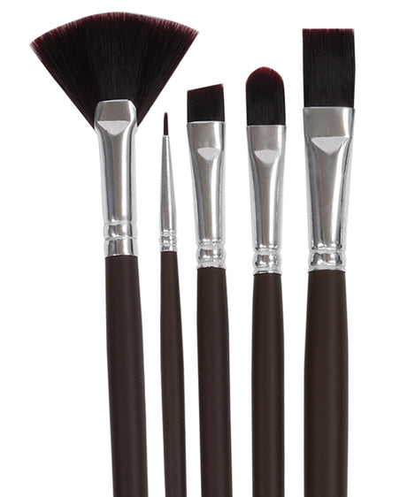 Isomars Studium Extra Long Handle Artist Brush Set Of 5 For Acrylic Watercolor And Oil Painting