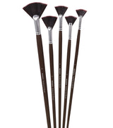 Isomars Studium Extra Long Handle Fan Brush Set Of 5 For Acrylic And Watercolor Painting