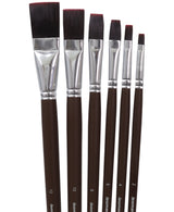 Isomars Studium Extra Long Handle Flat Paint Brush Set Of 6 For Acrylic And Watercolor Painting