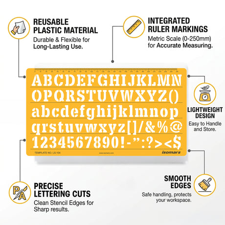 Isomars Letter Stencil Combo Set – Italic & Standard Alphabet Templates with Uppercase, Lowercase, Numbers & Symbols, Reusable Drawing, Craft, Sign Making & DIY Lettering Stencils - Isomars