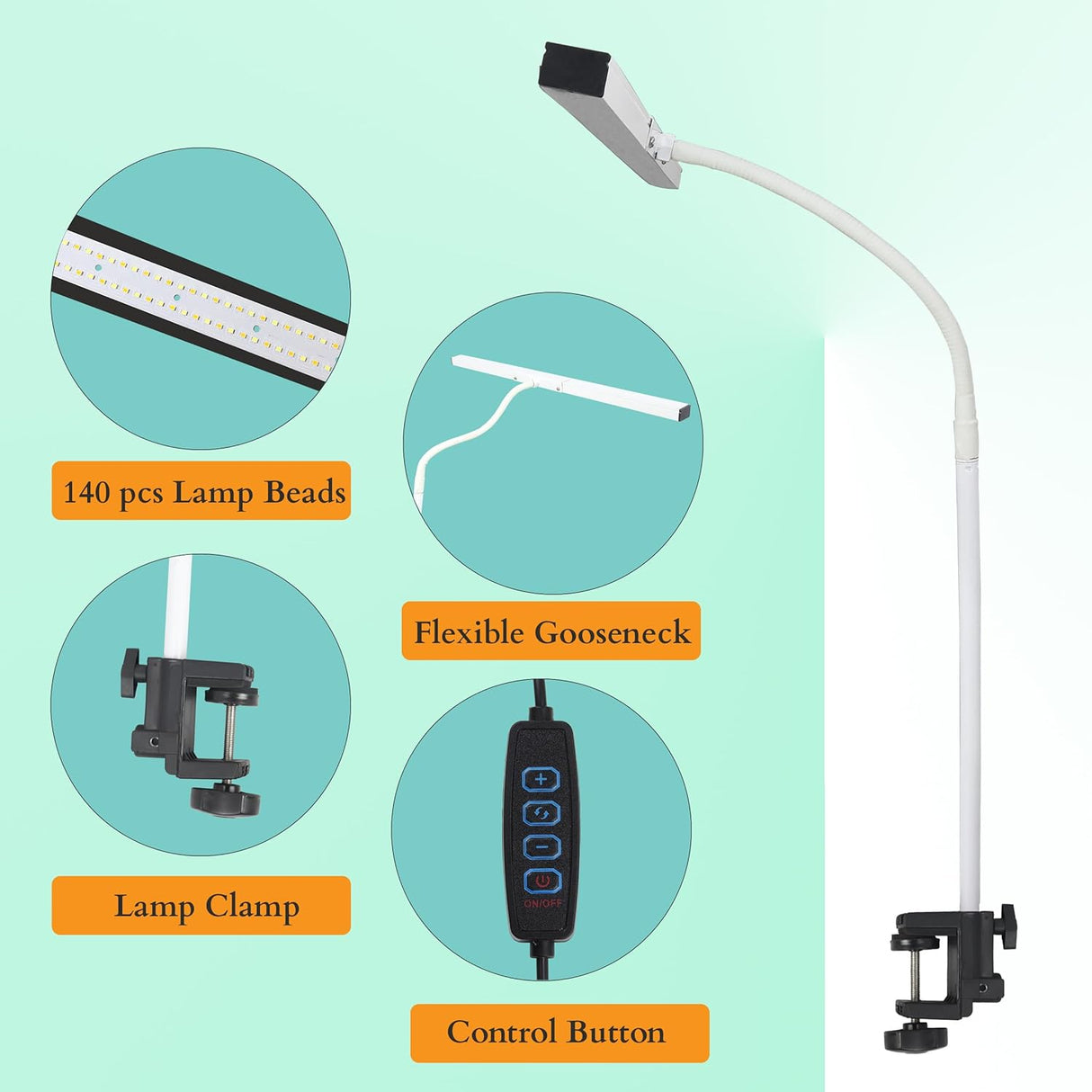 USB Powered Adjustable Brightness Computer Monitor Lamp with Hands Free Overhead Light