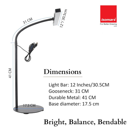 Modern Black USB Powered Compact Desk Lamp for Laptop Computer and Desktop Use