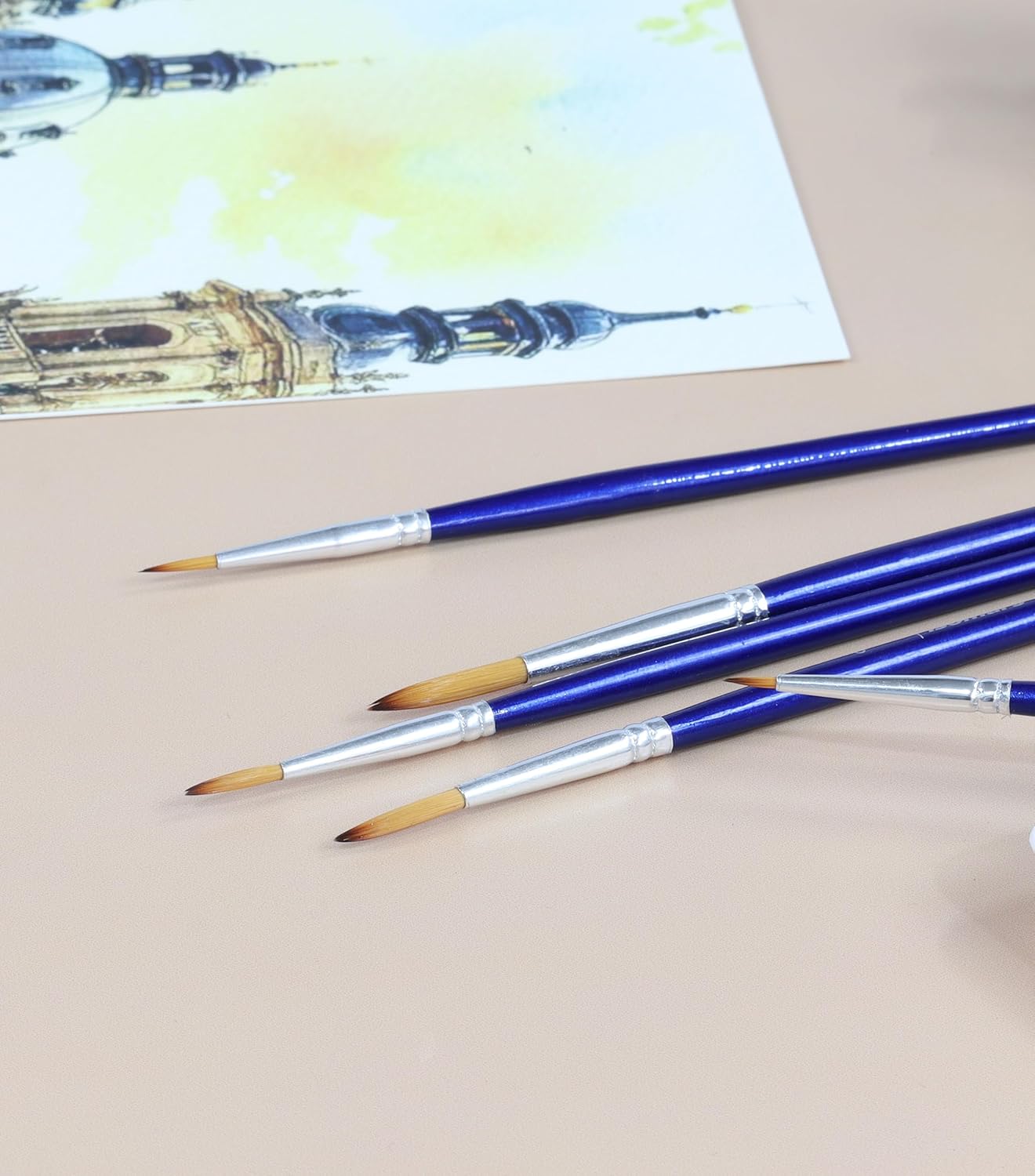 Long Handle Round Brush Set for Lettering Portrait Highlights and Precision Blending