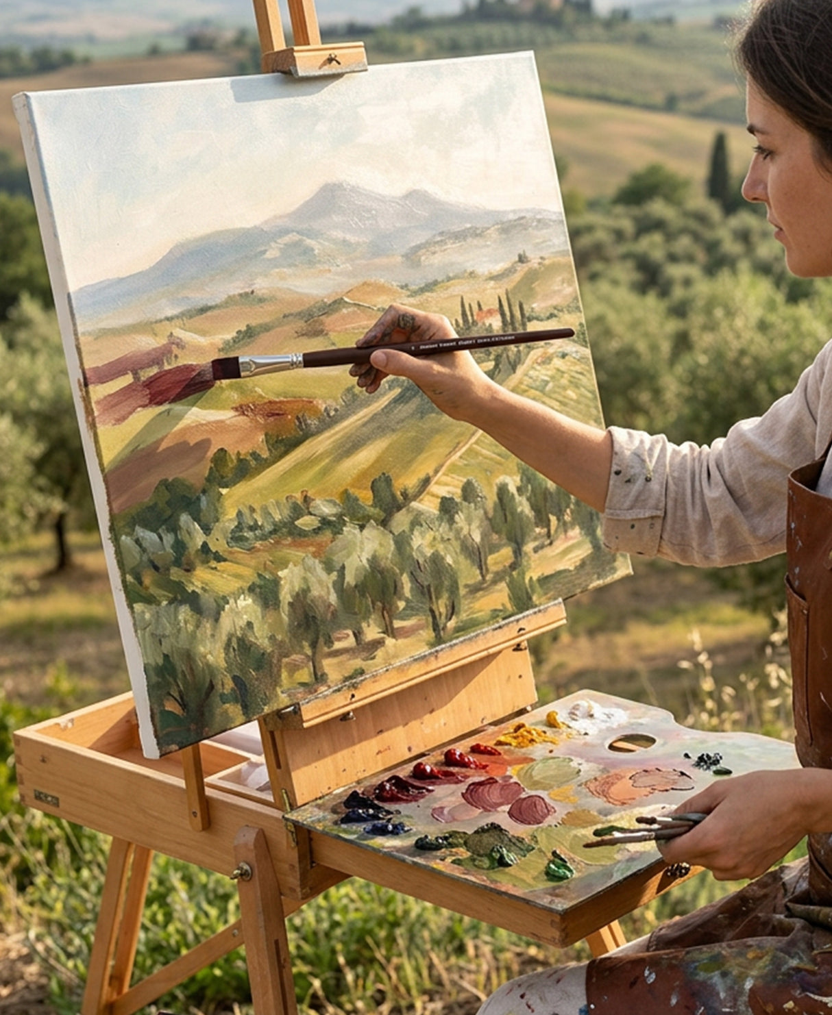 Long Wooden Handle Artist Brush Set For Blending Layering And Background Painting