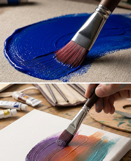 Long Wooden Handle Artist Brush Set For Blending Shading And Floral Painting