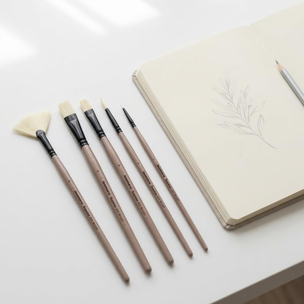 Master Professional Artist Brush Set with Essential Hog Hair Brush Shapes