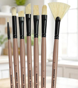 Mixed Shape Acrylic and Oil Painting Brush Set with Filbert Fan Angular Deer Foot Dagger Brushes