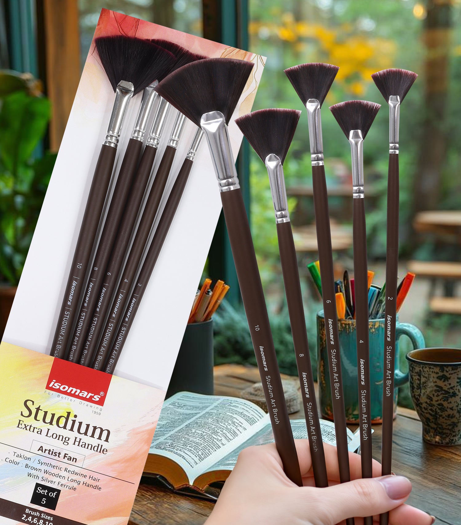 Multi-Size Professional Fan Paint Brushes For Artists Students And Hobby Painters