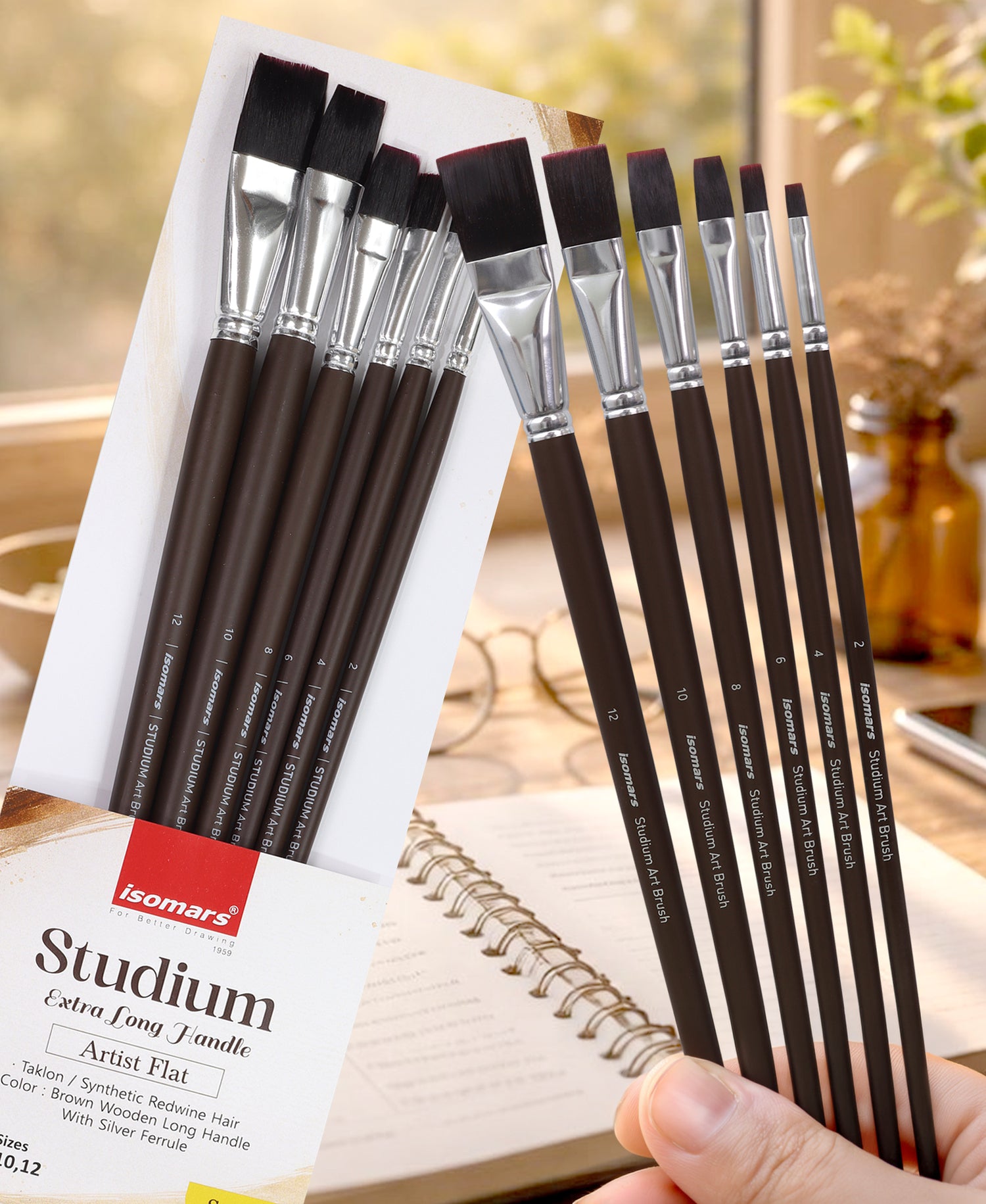 Multi-Size Professional Flat Paint Brushes For Artists Students And Professionals