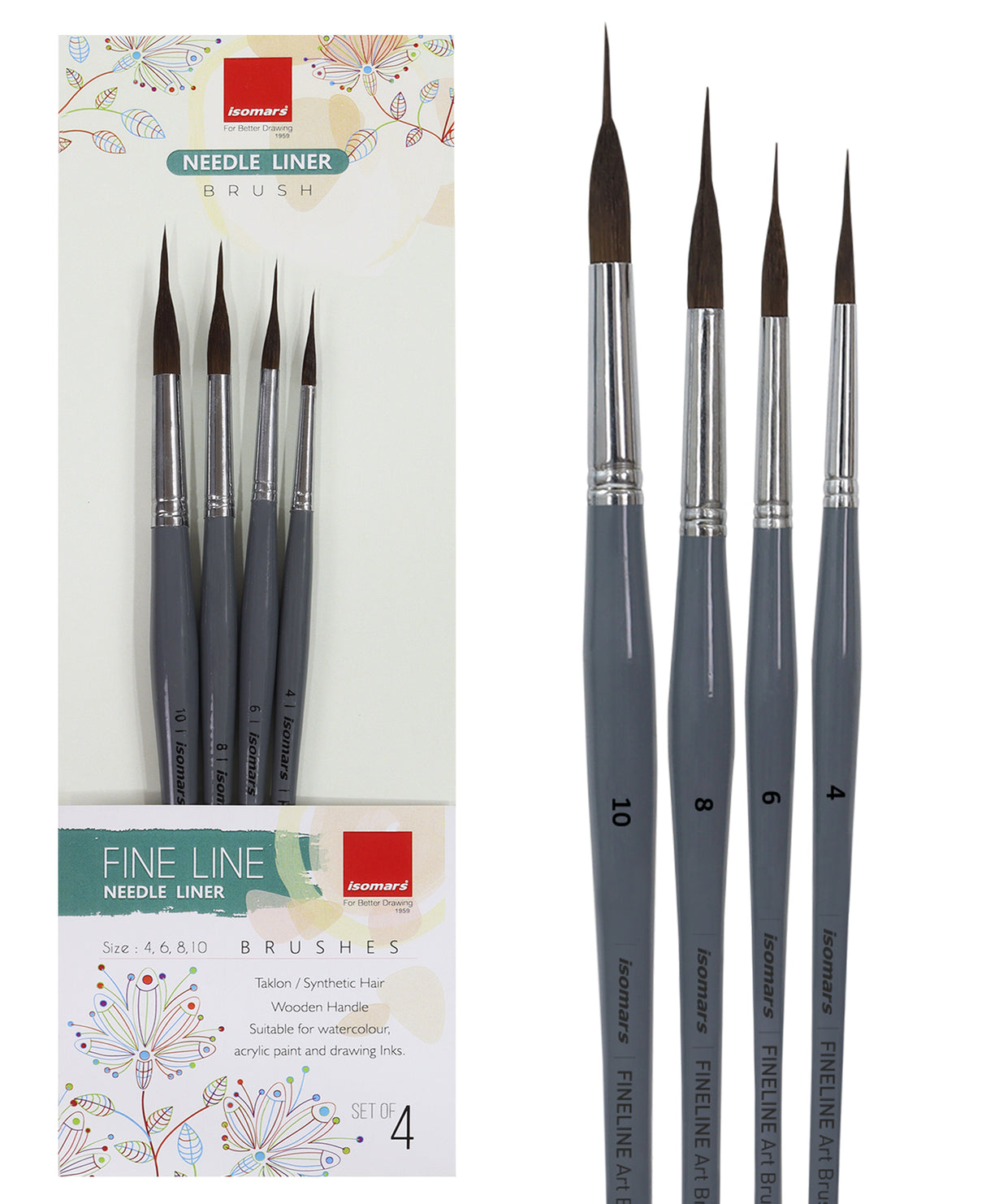 Isomars Needle Liner Brush Set Of 4 For Fine Detail Watercolor And Acrylic Painting