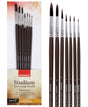 Isomars Studium Extra Long Handle Round Paint Brush Set Of 7 For Acrylic And Watercolor Painting