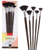 Isomars Studium Extra Long Handle Fan Brush Set Of 5 For Acrylic And Watercolor Painting