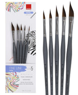 Isomars Fineline Petal Brush Set Of 5 For Floral Watercolor And Acrylic Painting