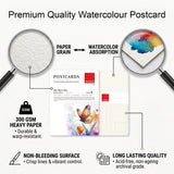 Isomars Watercolour Drawing Ink Set of 12 (35ml Each) with Mop Brush Set of 4 & Watercolor Postcards Set of 6 Sheets | Professional Liquid Watercolors for Painting, Calligraphy & Illustration