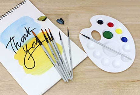Premium Golden Taklon Synthetic Artist Brushes with Paint Mixing Palette