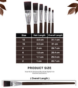 Multi-Size Professional Flat Paint Brushes For Artists Students And Professionals
