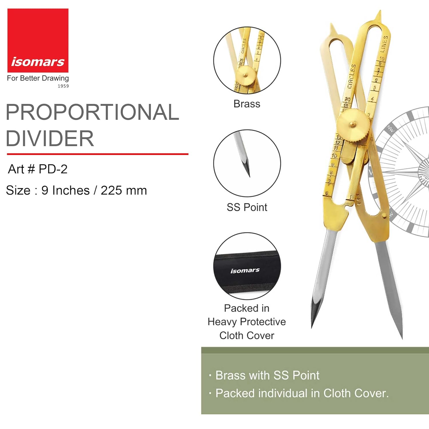 Professional Brass Scale Measuring Divider for Architects and Artists