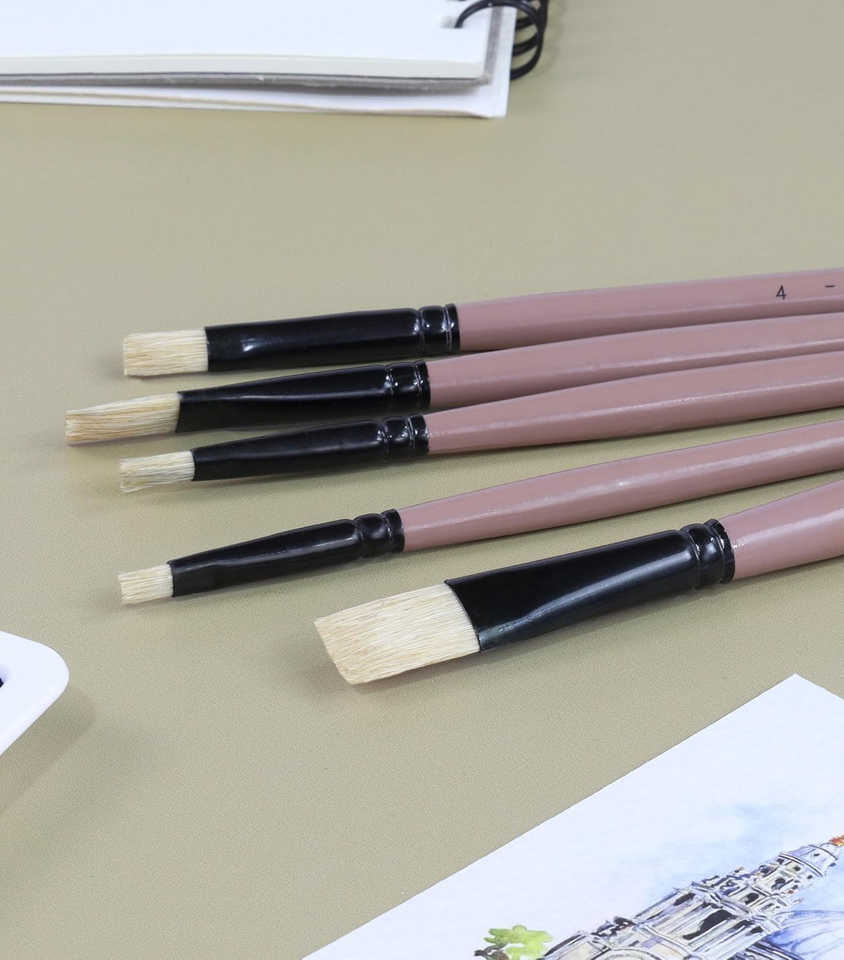 Professional Flat Paint Brushes for Background Washes Edge Work and Even Color Application
