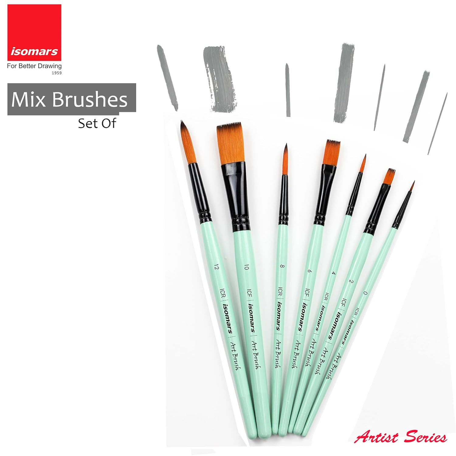 Professional Mixed Paint Brush Set for Fine Lines Washes Fills and Face Painting