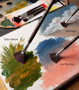 Professional Synthetic Fan Brushes For Oil Painting And Texture Artwork