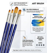 Professional Synthetic Filbert Paint Brushes for Natural Transitions and Soft Artistic Blending