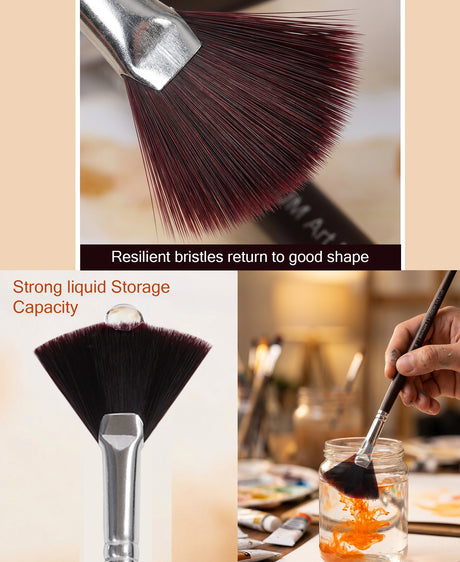 Professional Synthetic Taklon Paint Brushes For Canvas Artwork And Illustration