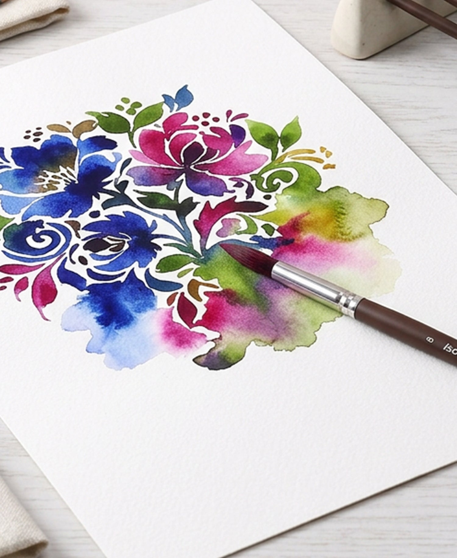 Professional Synthetic Taklon Round Brushes For Oil Painting And Decorative Artwork