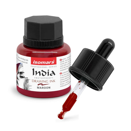 Quick Dry Fade Resistant Maroon Drawing Ink for Paper Canvas Fabric and Wood
