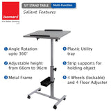 Rolling Bedside Laptop Trolley Breakfast Table with Engineered Wood Top