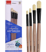 Saphire Filbert Paint Brush Set of 4 Professional Hog Hair Long Handle Artist Brushes