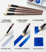 Professional Oval Tip Filbert Paint Brush Set of 4 for Acrylic and Oil Artists