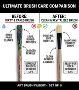 Professional Oval Tip Filbert Paint Brush Set of 4 for Acrylic and Oil Artists